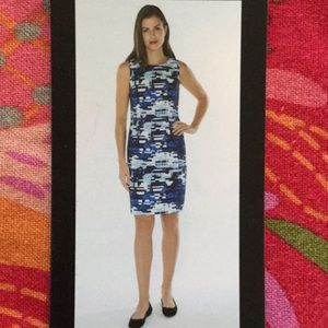 Sheath Dress, blue and white print